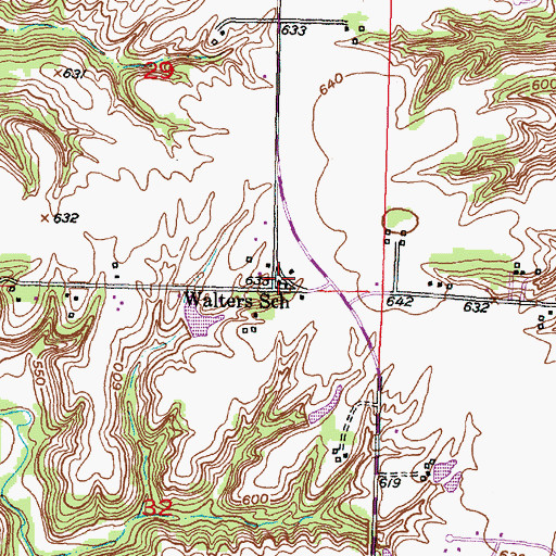Topographic Map of Walters School, IL