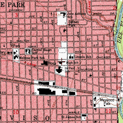 Topographic Map of Walther School, IL
