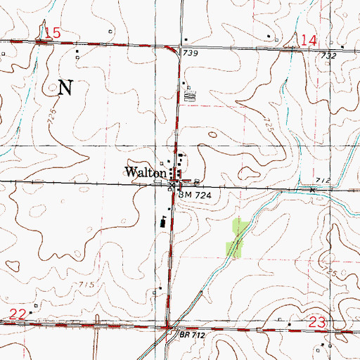 Topographic Map of Walton, IL