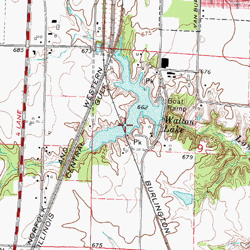 Topographic Map of Walton Lake, IL