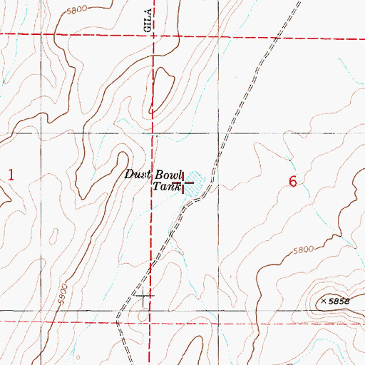 Topographic Map of Dust Bowl Tank, AZ