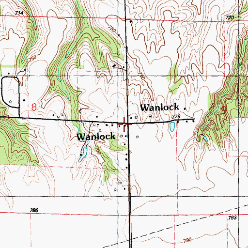 Topographic Map of Wanlock, IL