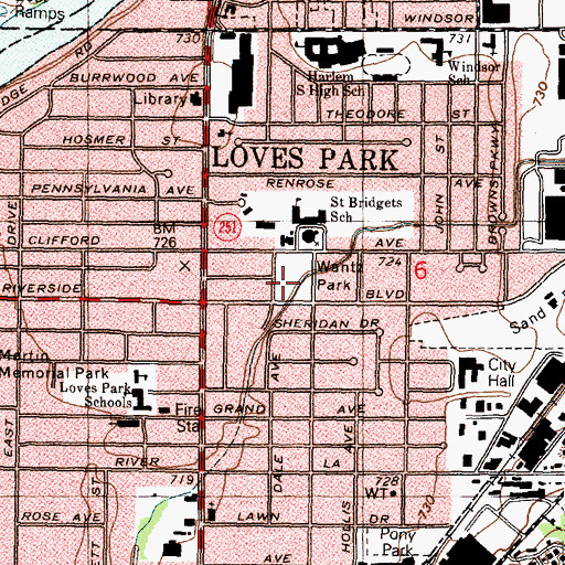 Topographic Map of Wantz Park, IL