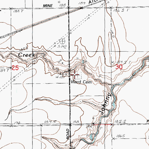 Topographic Map of Ward Cemetery, IL