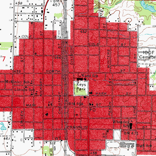 Topographic Map of J B Ward Elementary School, IL