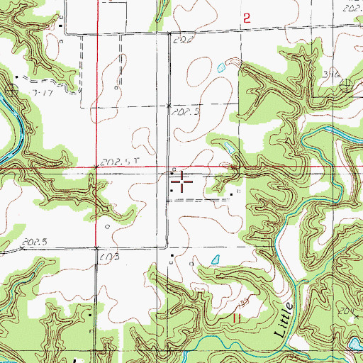 Topographic Map of Ward School (historical), IL