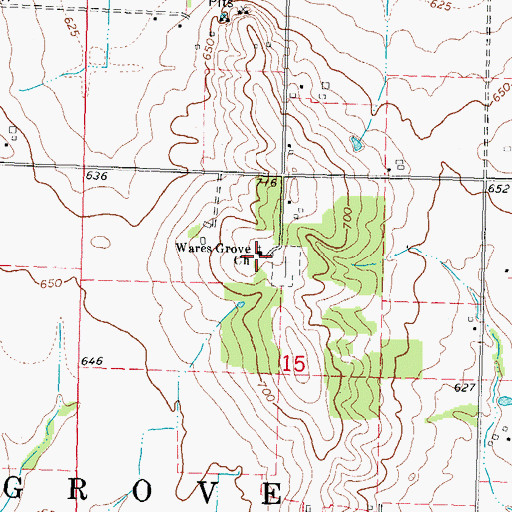 Topographic Map of Wares Grove Church, IL
