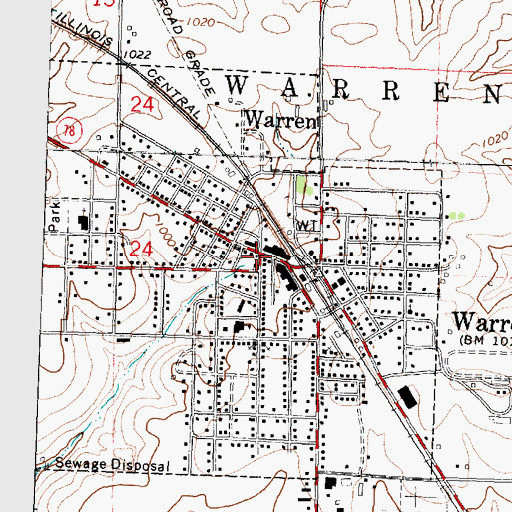 Topographic Map of Warren, IL