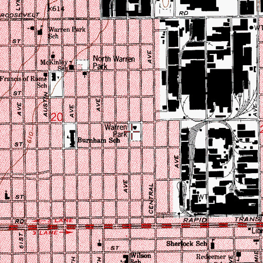 Topographic Map of Warren Park, IL