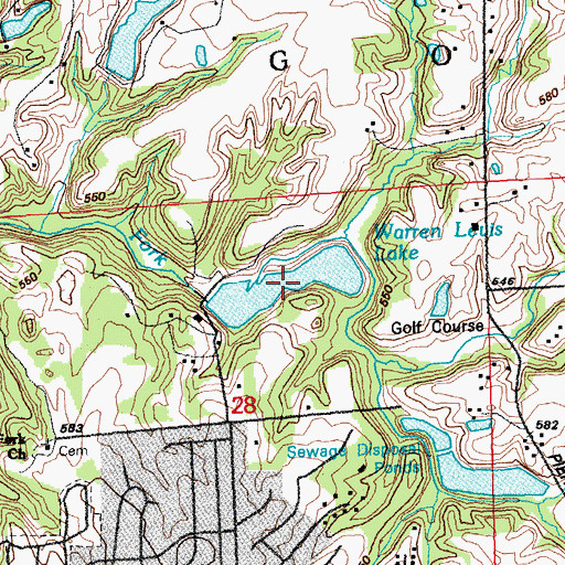 Topographic Map of Warren Levis Lake, IL