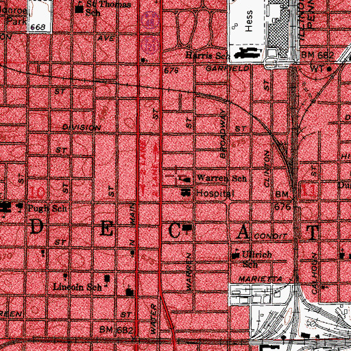Topographic Map of Warren School, IL