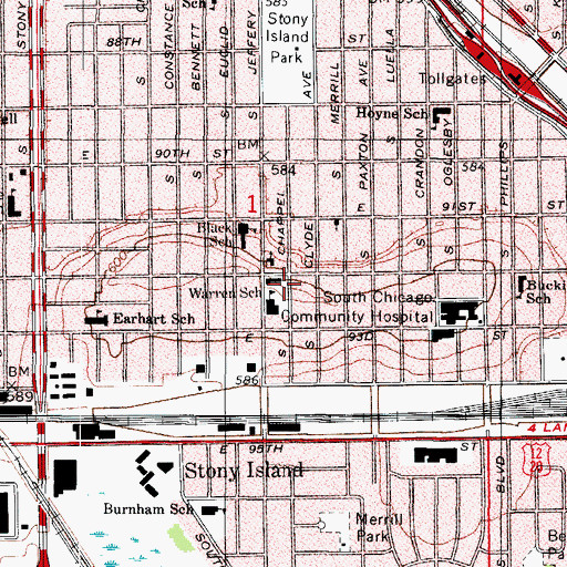 Topographic Map of Warren School, IL