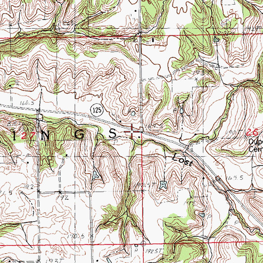 Topographic Map of Warrior School (historical), IL