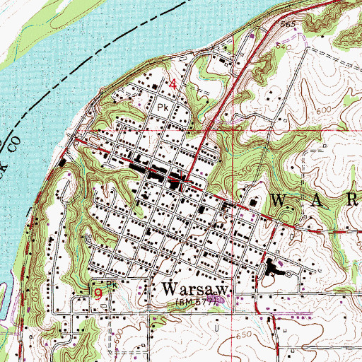 Topographic Map of Warsaw, IL
