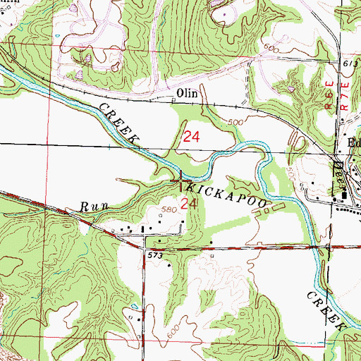Topographic Map of Warsaw Run, IL