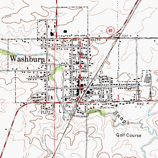 Topographic Map of Washburn, IL
