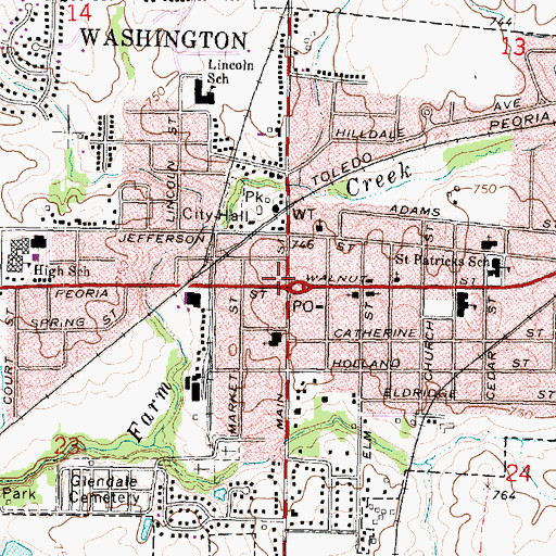 Topographic Map of Washington, IL