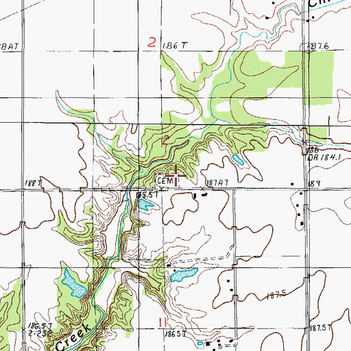 Topographic Map of Washington Cemetery, IL