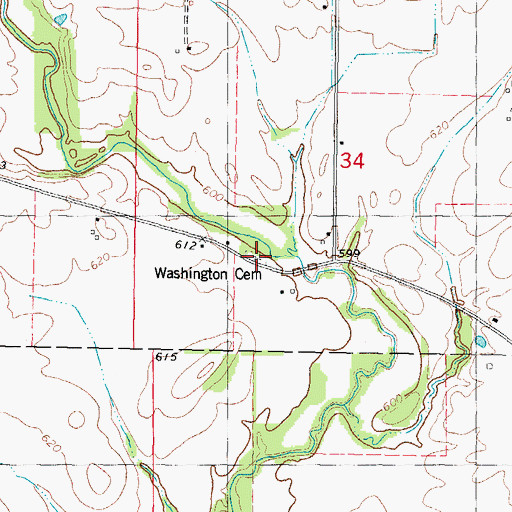 Topographic Map of Washington Cemetery, IL