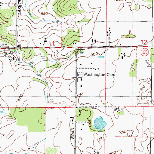 Topographic Map of Washington Cemetery, IL