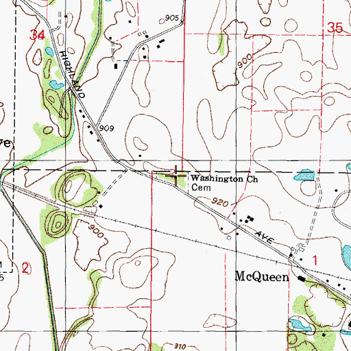 Topographic Map of Washington Church, IL