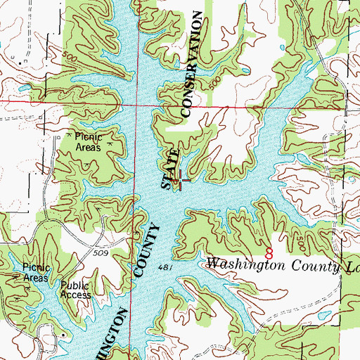 Topographic Map of Washington County State Conservation Area, IL