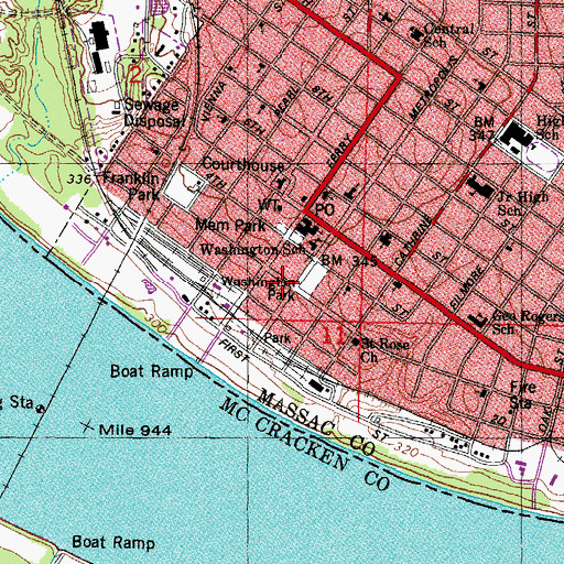 Topographic Map of Washington Park, IL