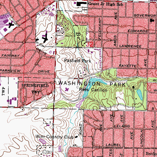 Topographic Map of Washington Park, IL