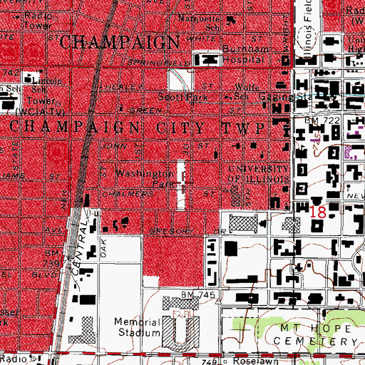 Topographic Map of Washington Park, IL