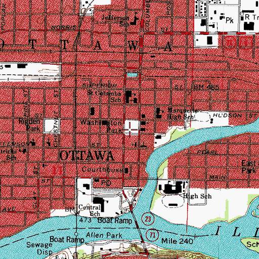Topographic Map of Washington Park, IL
