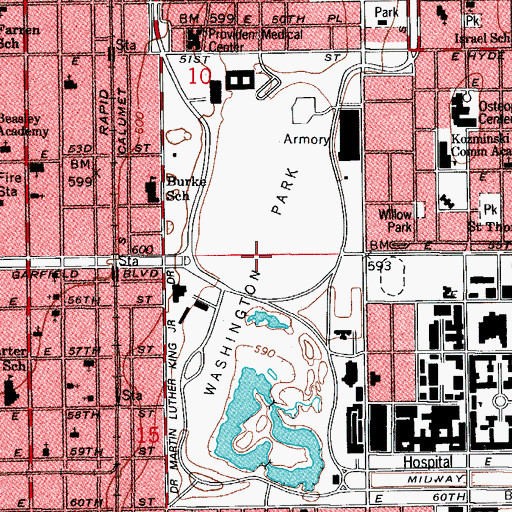 Topographic Map of Washington Park, IL