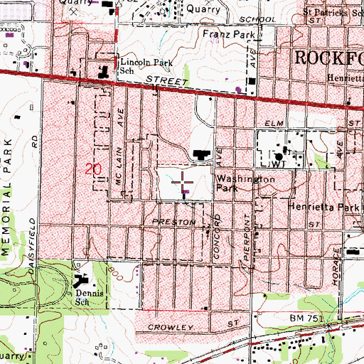 Topographic Map of Washington Park, IL