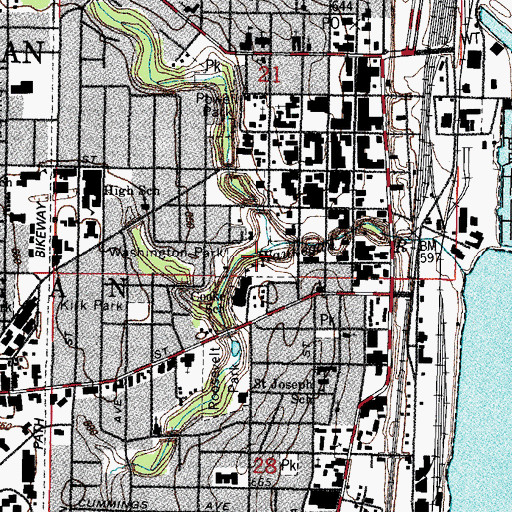Topographic Map of Washington Park, IL