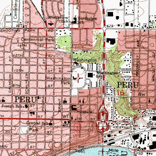 Topographic Map of Washington Park, IL