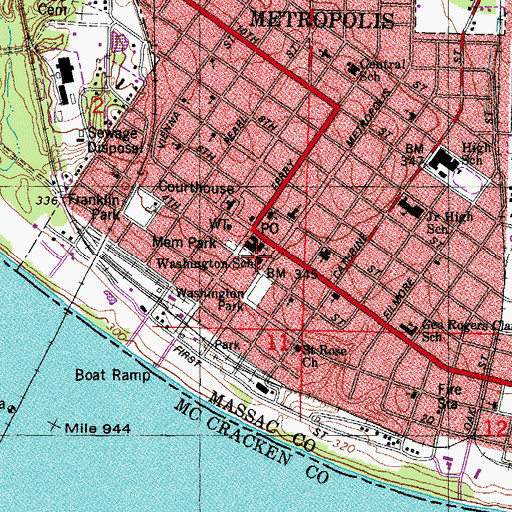 Topographic Map of Washington School, IL
