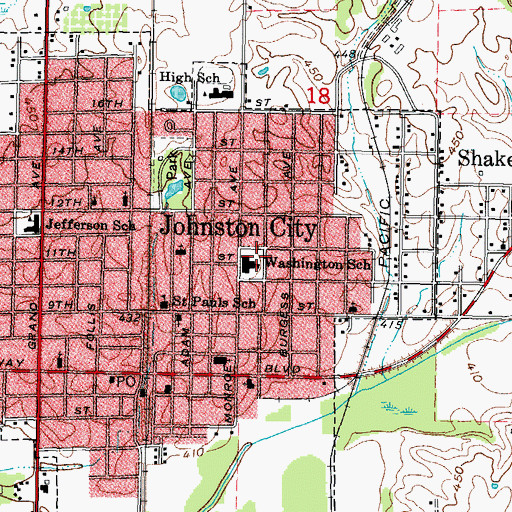 Topographic Map of Washington Elementary School, IL