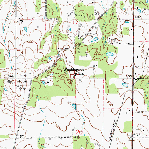 Topographic Map of Washington School, IL