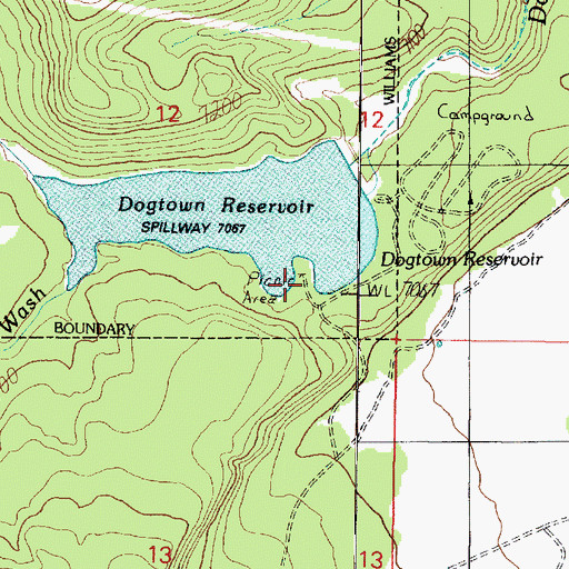 Topographic Map of Dogtown Campground, AZ