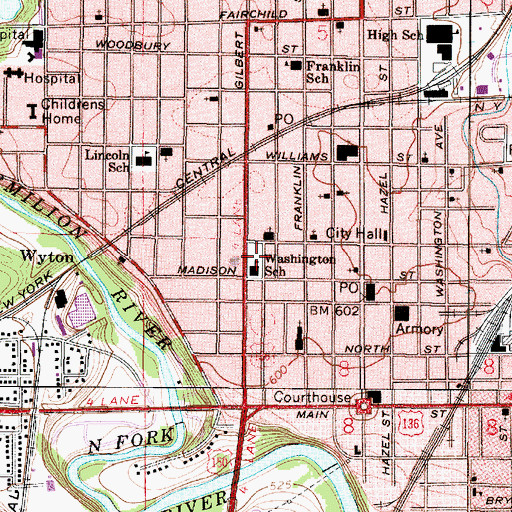 Topographic Map of Washington School, IL