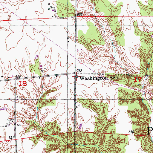 Topographic Map of Washington School (historical), IL