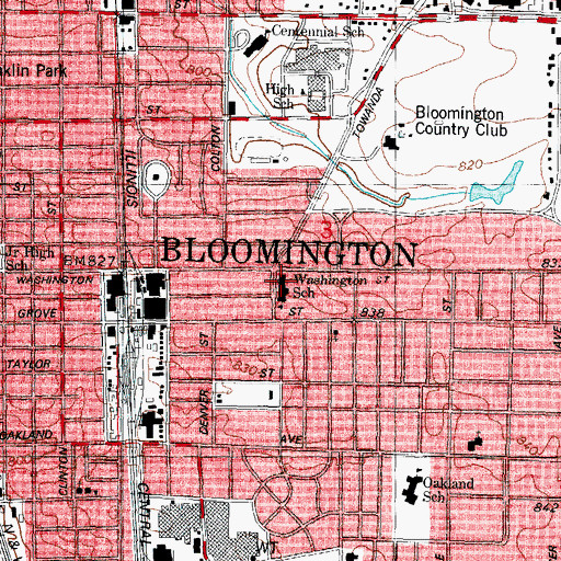 Topographic Map of Washington Elementary School, IL