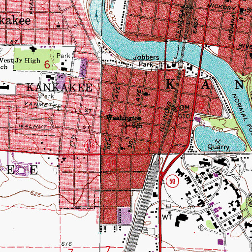 Topographic Map of Washington School, IL