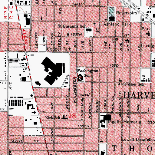 Topographic Map of Washington School, IL