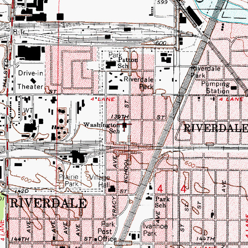 Topographic Map of Washington Elementary School, IL