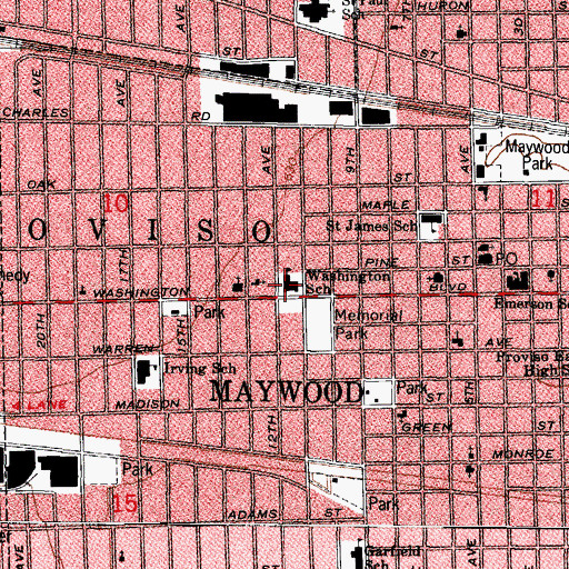 Topographic Map of Washington School, IL