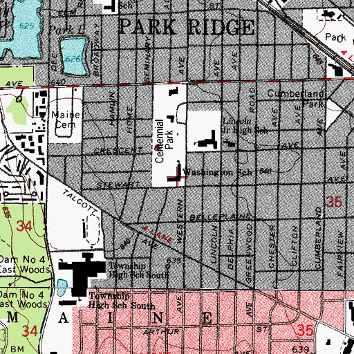 Topographic Map of George Washington Elementary School, IL