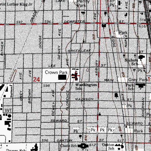 Topographic Map of Washington Elementary School, IL