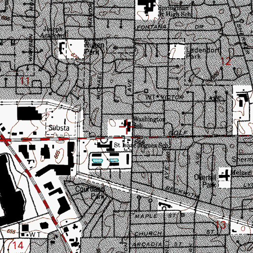 Topographic Map of Washington Elementary School, IL