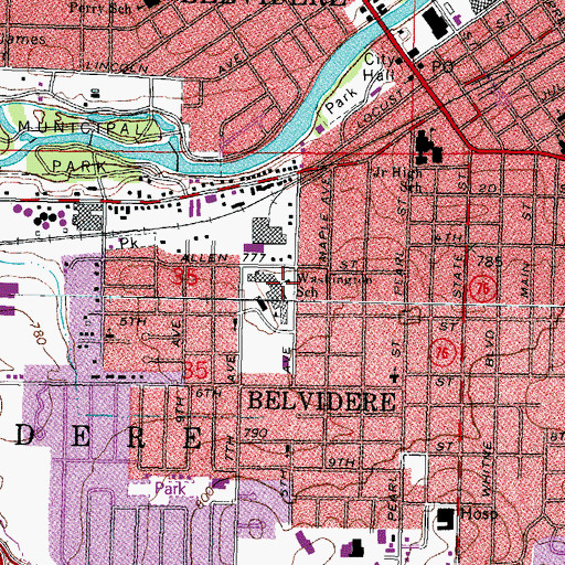Topographic Map of Washington Elementary School, IL