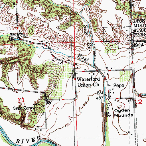 Topographic Map of Waterford Union Church, IL